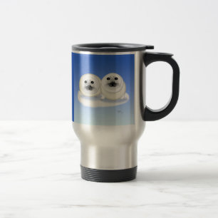 Caneca Térmica Os filhotes de cachorro de selo brancos vão canec