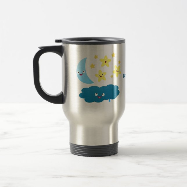 Caneca Térmica Ótimas estrelas cantoras, lua e desenhos em nuvem (Esquerda)