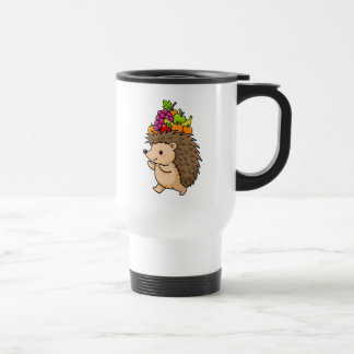 Caneca Térmica ouriço fofo carregando frutas frescas