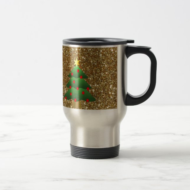 Caneca Térmica Ouro de árvore de Natal (Direita)
