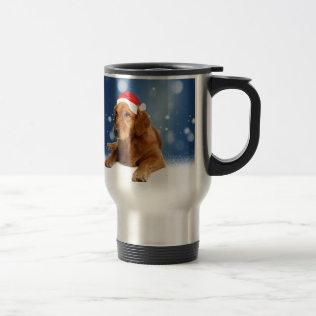 Caneca Térmica Ouro de Natal Gelado Cachorro Cachorro Nata (Direita)