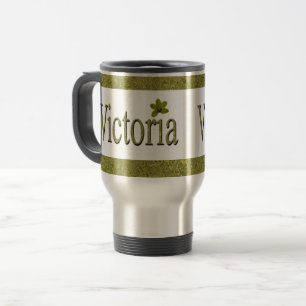 Caneca Térmica Ouro Flecks Victoria Name Design,