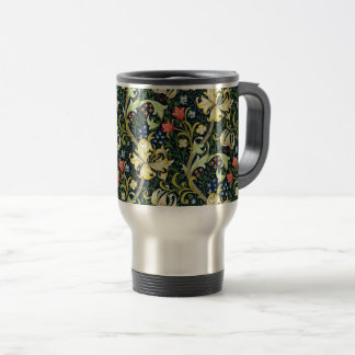 Caneca Térmica Ouro Lily Vintage Padrão Floral William Morris