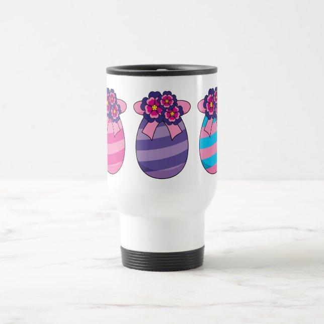 Caneca Térmica Ovos de Páscoa com Flores e Fita (Centro)