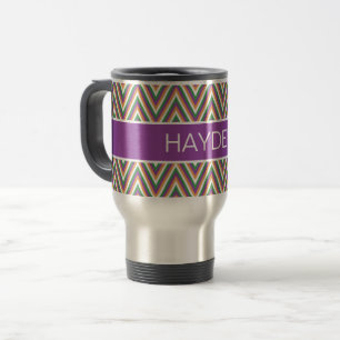 Caneca Térmica Padrão Chevron Retro Personalizado Legal