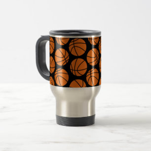 Caneca Térmica Padrão Clássico de Basquete em Preto