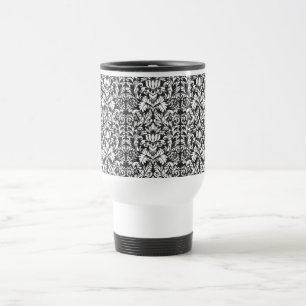 Caneca Térmica Padrão clássico de rendas preto e branco