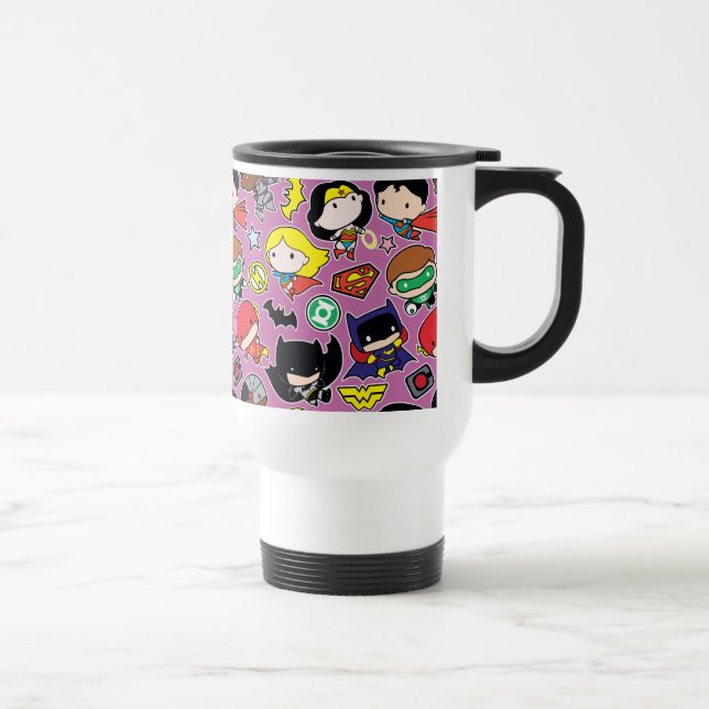 Caneca Térmica Padrão da Liga da Justiça Chibi em Roxo (Direita)