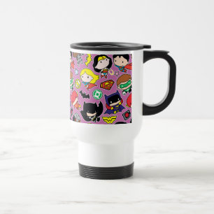 Caneca Térmica Padrão da Liga da Justiça de Chibi em Roxo