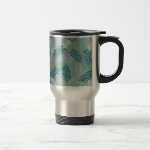 Caneca Térmica padrão das folhas de samambaia nas cinzas