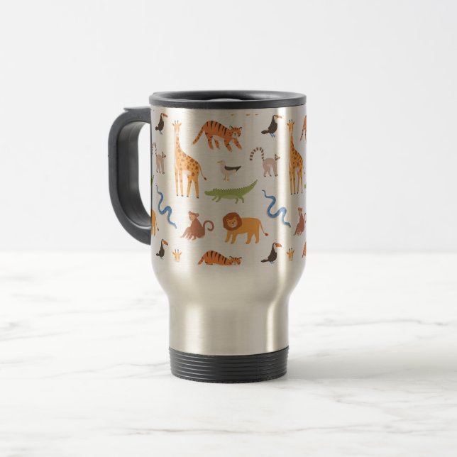 Caneca Térmica Padrão de Animais Selvagens Selvagens Tropicais Sa (Frente Esquerda)