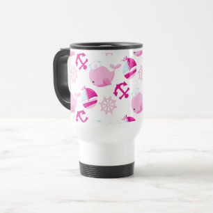 Caneca Térmica Padrão De Baleias, Baleias Cutas, Baleias Rosa