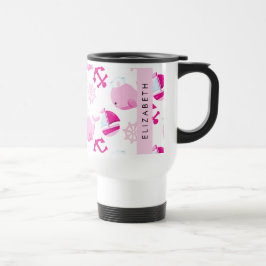 Caneca Térmica Padrão De Baleias, Baleias Rosa, Seu Nome
