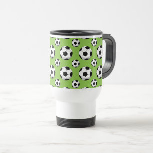 Caneca Térmica Padrão de Bola de Futebol de Desenho Animado