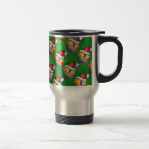 Caneca Térmica Padrão de Bola Nove de Santa Hat em Verde