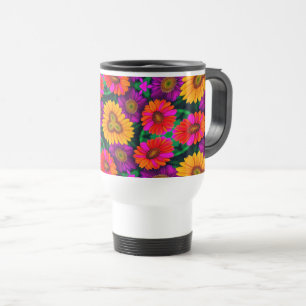 Caneca Térmica Padrão de Buquê de margarida colorida