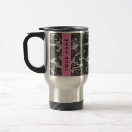 Caneca Térmica Padrão de Camuflagem Cinza, Seu nome, Personalize
