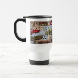 Caneca Térmica Padrão de colagem divertido e colorido da Rota 66