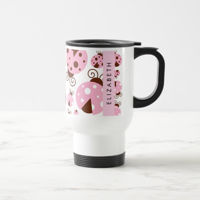 Caneca Térmica Padrão De Damybugs, Damybugs Rosa, Seu Nome (Direita)