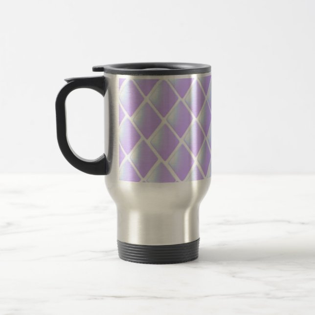 Caneca Térmica Padrão de Diamante Matelassê Roxo (Esquerda)
