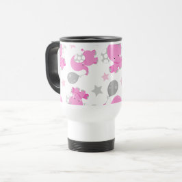 Caneca Térmica Padrão De Elefantes Rosa, Elefantes Cutes, Estrela