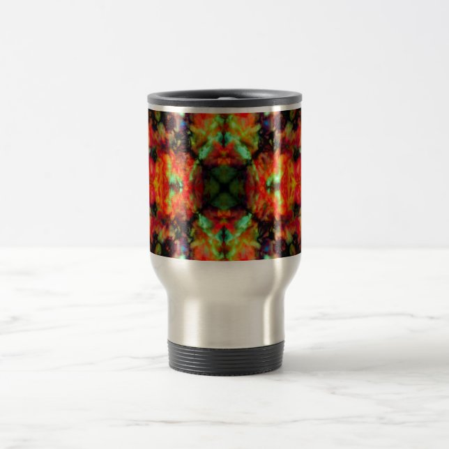 Caneca Térmica Padrão de estrela do caleidoscópio vermelho (Centro)