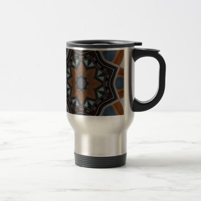 Caneca Térmica Padrão de estrela marrom caleidoscópio... (Direita)