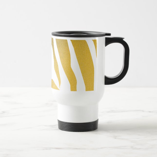 Caneca Térmica Padrão de faixas de impressão de zebra Dourada Fau (Direita)