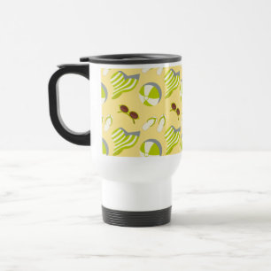 Caneca Térmica Padrão de férias em praia com óculos de sol e chap