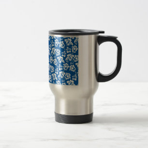 Caneca Térmica Padrão de Flor Azul Hawiian