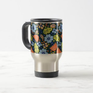 Caneca Térmica Padrão de Flor Bonito Colorido Moderno