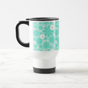 Caneca Térmica Padrão de Florais Pastel MINT