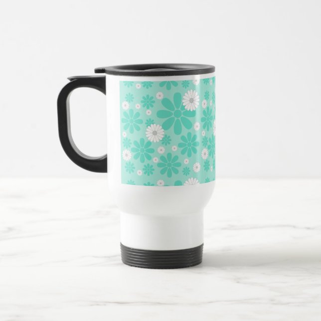 Caneca Térmica Padrão de Florais Pastel MINT (Esquerda)