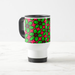 Caneca Térmica Padrão de Flores de Abstrato Bonito