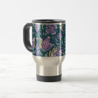 Padrão de Flores e Pássaros em Estilo Antigo