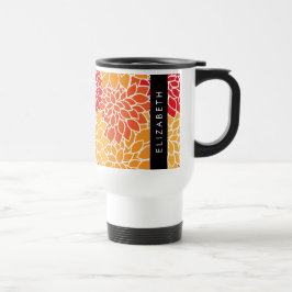 Caneca Térmica Padrão De Flores, Orange Dahlia, Seu Nome