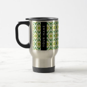 Caneca Térmica Padrão de Folhas, Folhas Verdes, Seu Nome