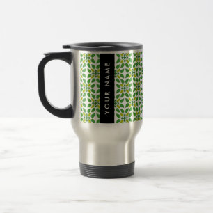 Caneca Térmica Padrão de Folhas, Folhas Verdes, Seu Nome