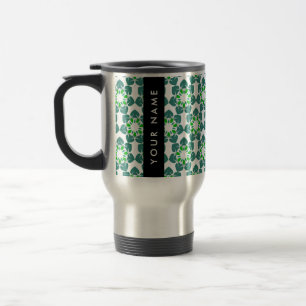 Caneca Térmica Padrão de Folhas, Folhas Verdes, Seu Nome