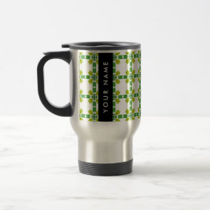 Caneca Térmica Padrão de Folhas, Folhas Verdes, Seu Nome
