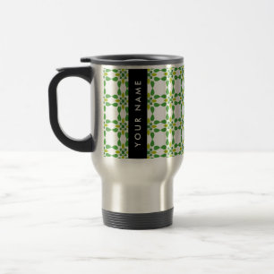 Caneca Térmica Padrão de Folhas, Folhas Verdes, Seu Nome