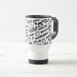 Caneca Térmica Padrão de Grafite de Caracteres de Pêssego