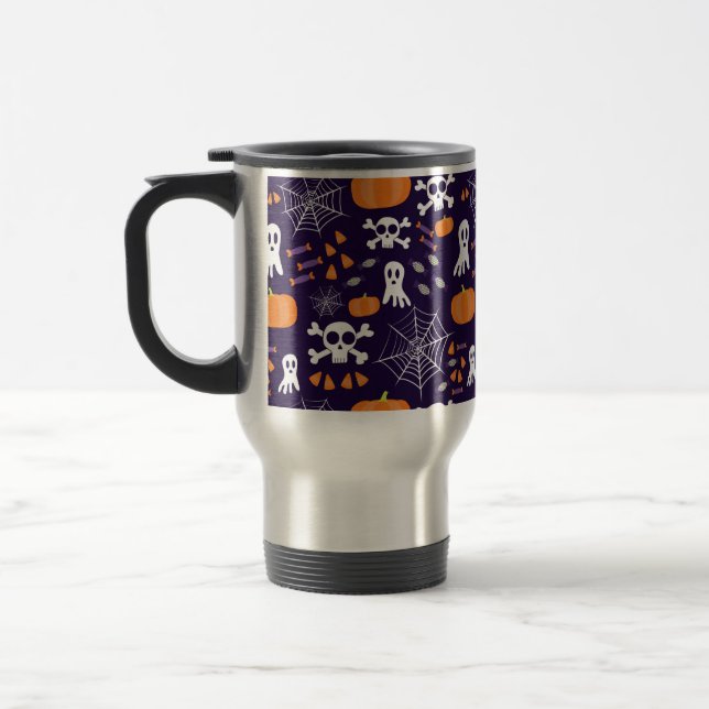 Caneca Térmica Padrão de Halloween divertido (Esquerda)