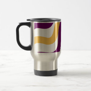 Caneca Térmica Padrão de linhas onduladas curvas vermelhas castan