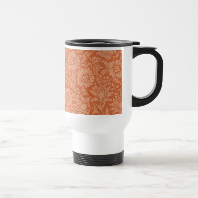 Caneca Térmica Padrão de Malva de William Morris: Floral Terracot (Direita)