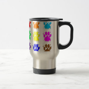 Caneca Térmica Padrão de Pata do Cachorro de Tinta