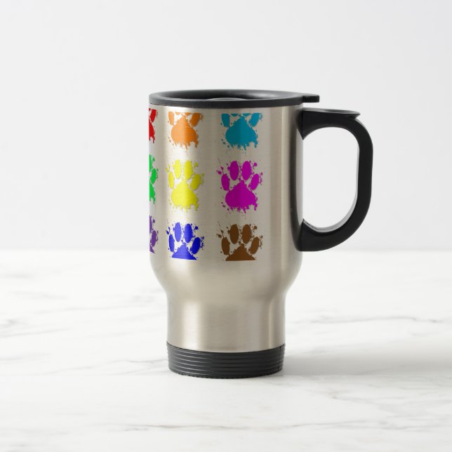 Caneca Térmica Padrão de Pata do Cachorro de Tinta (Direita)