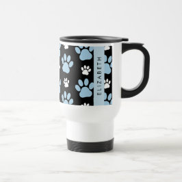 Caneca Térmica Padrão De Patas, Patas Azuis, Patas De Cachorro, S