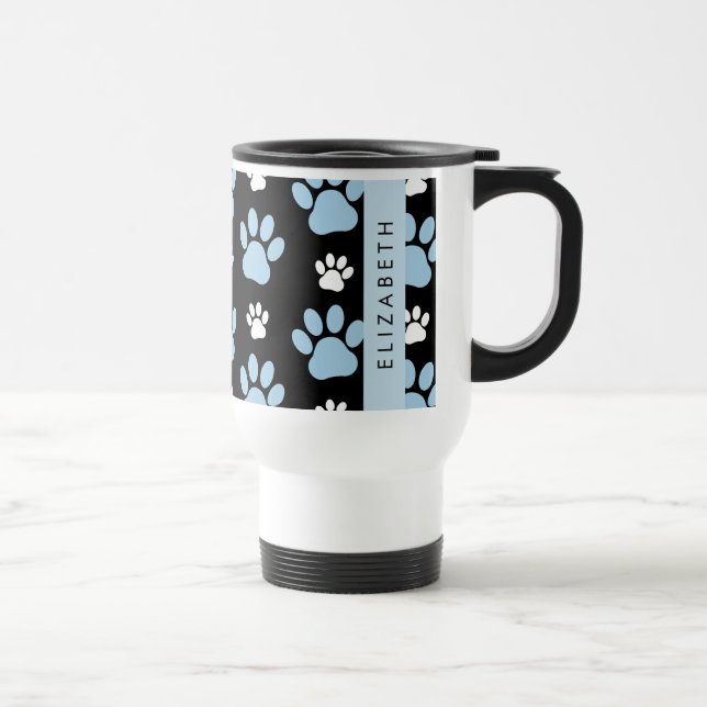 Caneca Térmica Padrão De Patas, Patas Azuis, Patas De Cachorro, S (Direita)