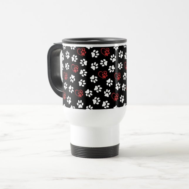 Caneca Térmica Padrão De Patas, Patas Brancas, Patas Vermelhas, C (Frente Esquerda)